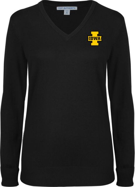 Iowa Womens VNeck Sweater Black Iowa I Combination Mark - ONLINE ONLY