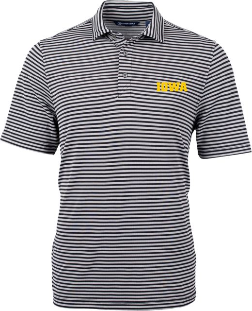 Iowa CandB Virtue Eco Pique Stripe Polo Iowa Wordmark - ONLINE ONLY