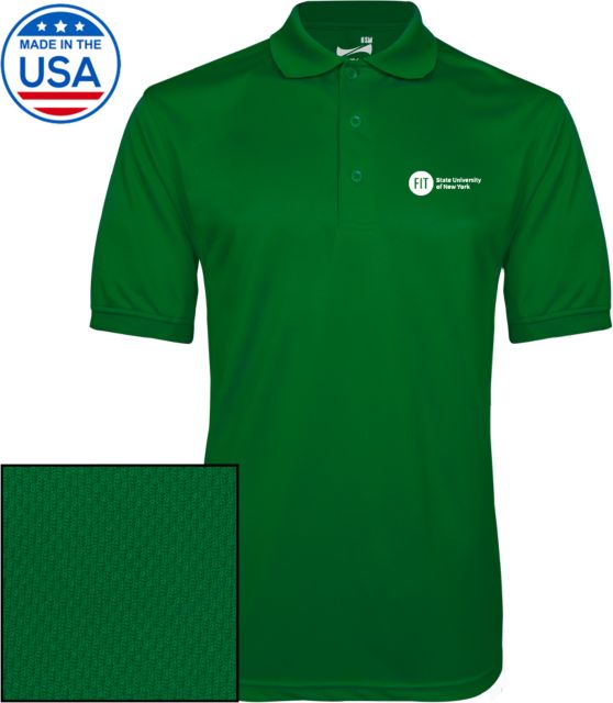 Fashion Institute Kelly Green Dry Mesh Polo FIT State University of New York - Wordmark - ONLINE ONLY
