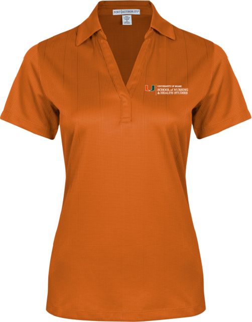 Miami Womens Performance Fine Jacquard Polo U Miami School of Nursing and Health Studies - Horizontal - ONLINE ONLY