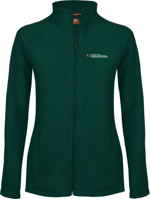 Miami Womens Fleece Full Zip Jacket U Miami Division of Continuing and International Education - Horizontal - ONLINE ONLY