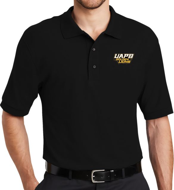Arkansas Pine Bluff Silk Touch Polo UAPB Golden Lions Stacked - ONLINE ONLY
