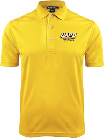Arkansas Pine Bluff Dry Mesh Polo UAPB Golden Lions Stacked - ONLINE ONLY