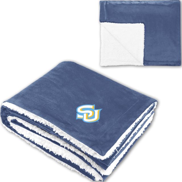 Southern University Super Soft Luxurious Sherpa Throw Blanket Interlocking SU - Primary Athletics Mark - ONLINE ONLY