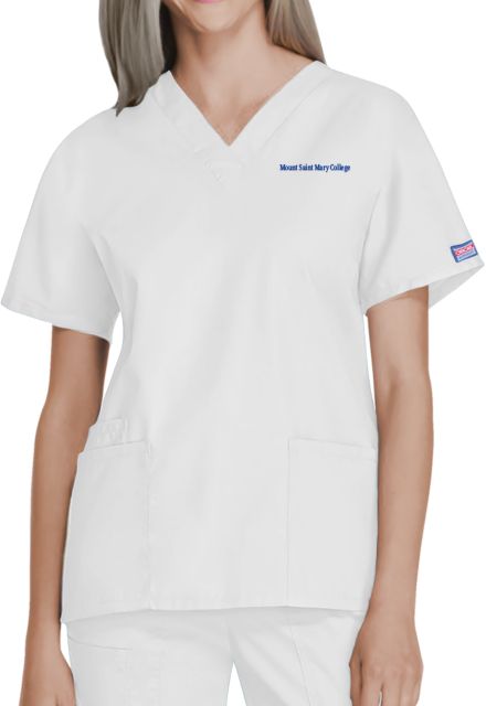 Womens White WW Originals V Neck Scrub Top - ONLINE ONLY
