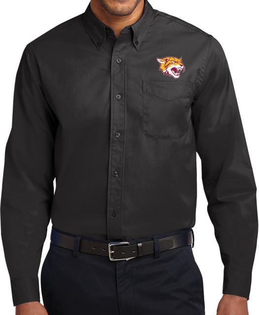 Bethune Cookman Twill Button Down Long Sleeve Wildcat Head - ONLINE ONLY