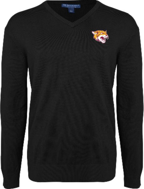 Bethune Cookman Classic Mens V Neck Sweater Wildcat Head - ONLINE ONLY