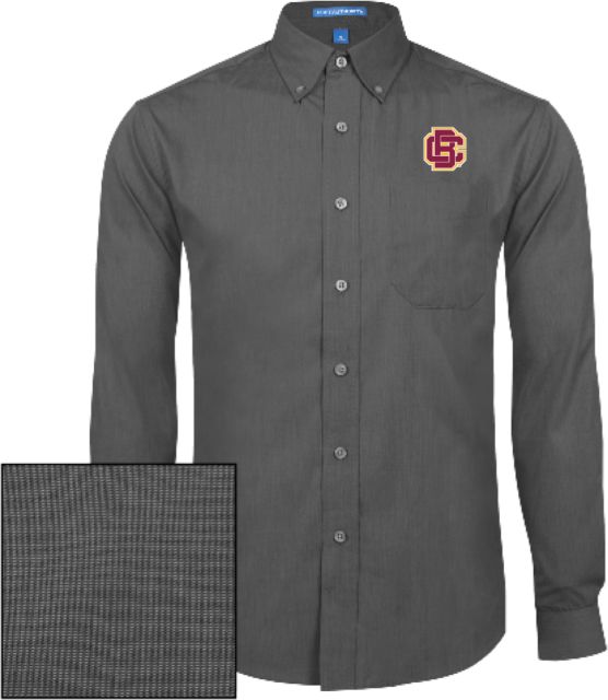 Bethune Cookman Mens Dark Crosshatch Poplin Long Sleeve Shirt Primary Mark - ONLINE ONLY