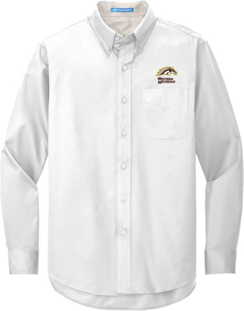 Western Michigan Twill Button Down Long Sleeve Western Michigan with Bronco Head Mascot - ONLINE ONLY