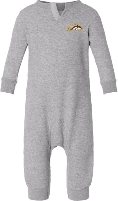 Western Michigan Fleece Bodysuit WMU Bronco Head Mascot - ONLINE ONLY