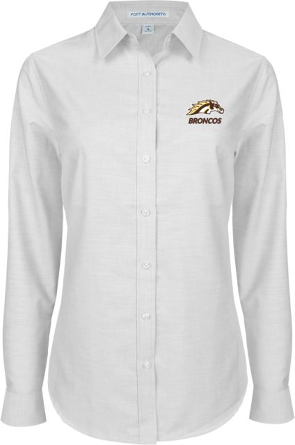 Western Michigan Ladies Oxford Shirt Bronco Head Over Broncos | White | XLarge