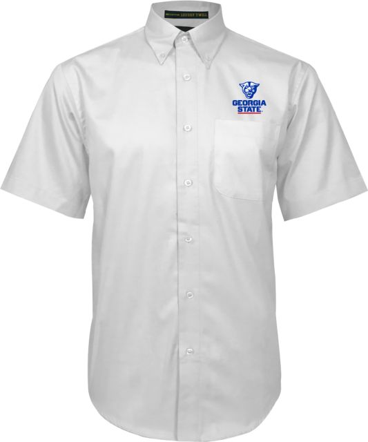 Georgia State Twill Button Down Short Sleeve Primary Logo - ONLINE ONLY