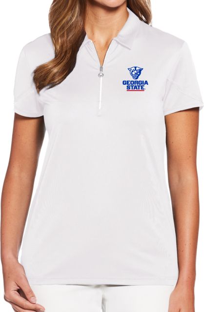 Georgia State Womens Callaway Tulip Sleeve Zip Polo Primary Logo - ONLINE ONLY