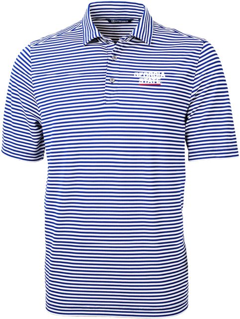 Georgia State CandB Virtue Eco Pique Stripe Polo Stacked Logo - ONLINE ONLY