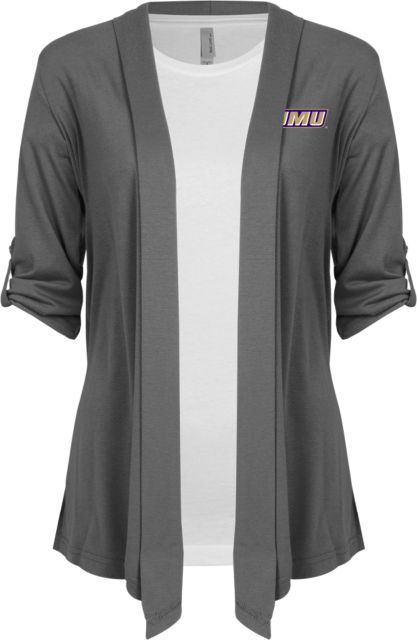 James Madison Ladies Drape Front Cardigan Primary Logo - ONLINE ONLY