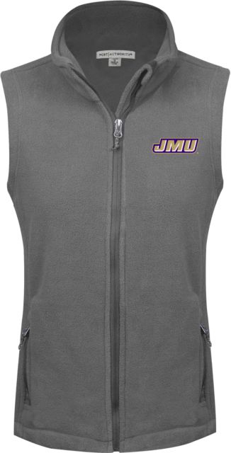 James Madison Ladies Fleece Full Zip Vest Primary Logo - ONLINE ONLY