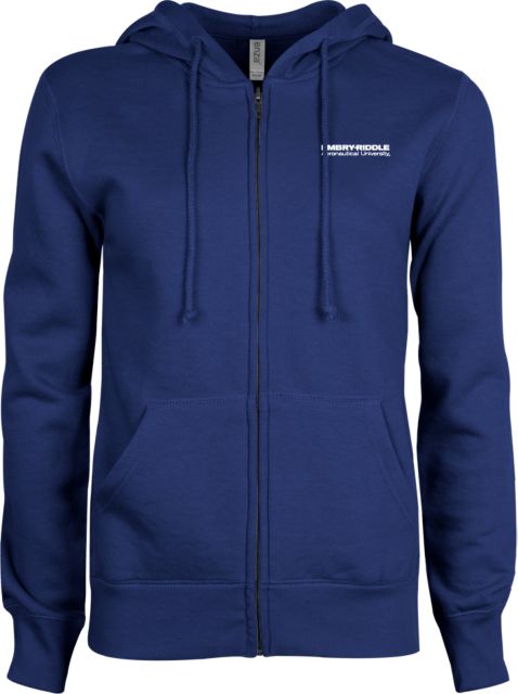 Embry Riddle Worldwide ENZA Womens Fleece Full Zip Hoodie ERAU Wordmark - ONLINE ONLY