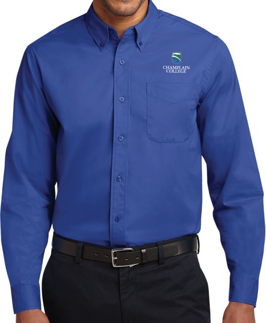 Champlain Twill Button Down Long Sleeve Champlain College w/ Shield Stacked - ONLINE ONLY