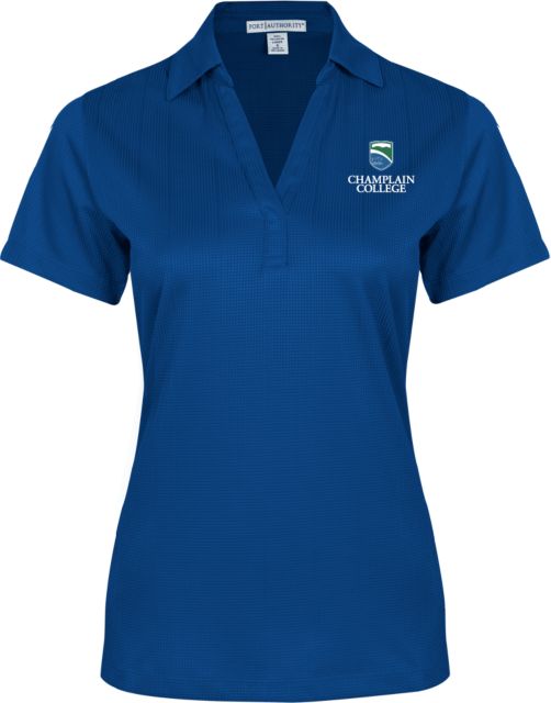 Champlain Womens Performance Fine Jacquard Polo Champlain College w/ Shield Stacked - ONLINE ONLY