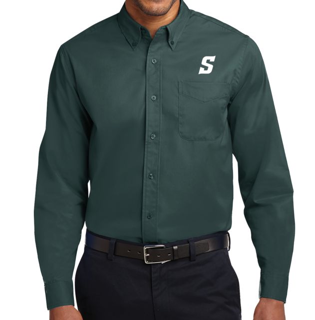 dark green dress shirt Olive Green Dress Shirt | The Lemongrass - Hunter Army Emerald Green Men's Collared Button Up Shirt main image 1