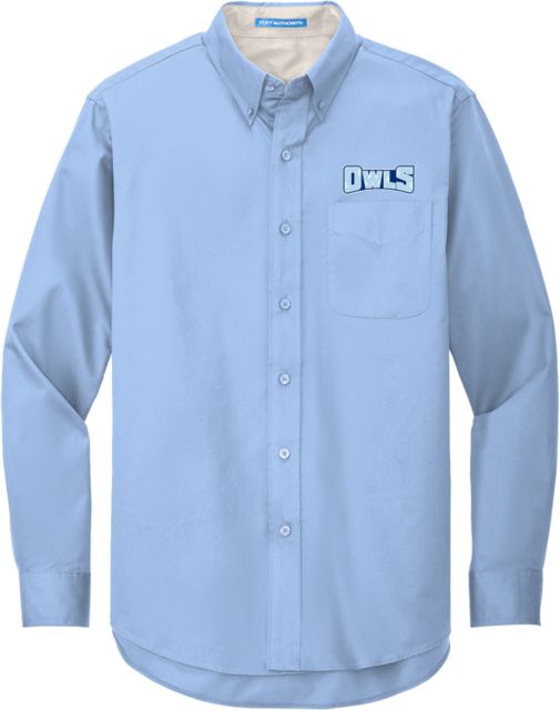 Prince George Light Twill Button Down Long Sleeve Owls Wordmark - ONLINE ONLY
