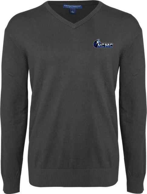 North Central Michigan Heather VNeck Sweater NCMC with Mascot - ONLINE ONLY