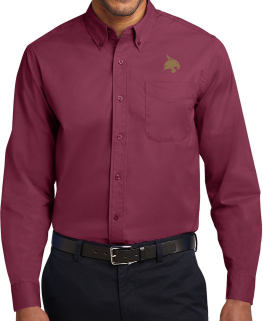 Texas State Twill Button Down Long Sleeve Bobcat Logo - ONLINE ONLY