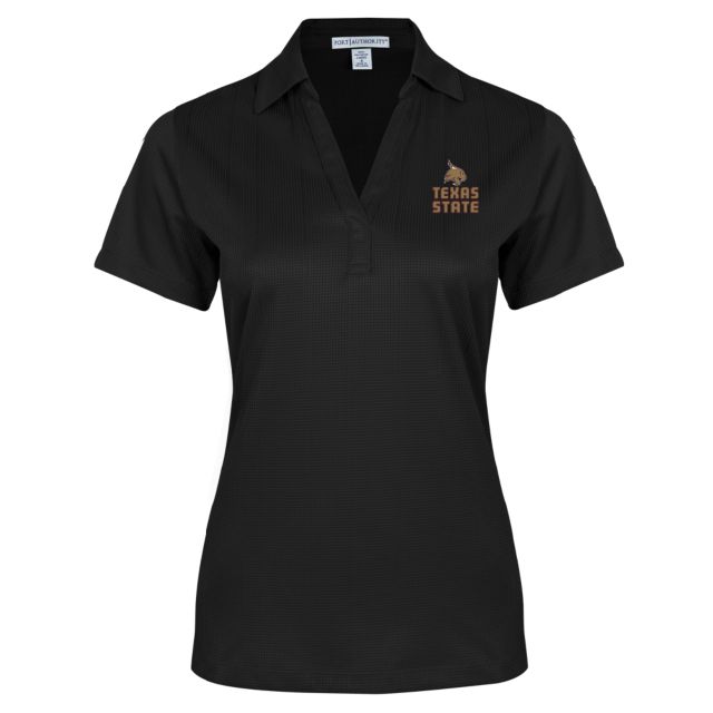 Texas State Ladies Performance Fine Jacquard Polo Texas State Logo Stacked - ONLINE ONLY