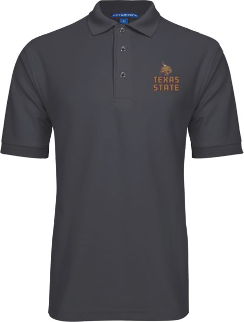 Texas State Easycare Pique Polo Texas State Logo Stacked - ONLINE ONLY