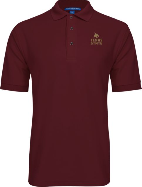 Texas State Easycare Pique Polo Texas State Logo Stacked - ONLINE ONLY