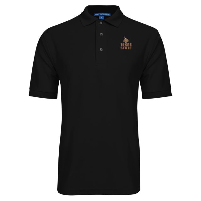 Texas State Easycare Pique Polo Texas State Logo Stacked - ONLINE ONLY
