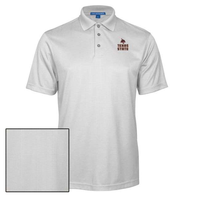 Texas State Performance Fine Jacquard Polo Texas State Logo Stacked - ONLINE ONLY