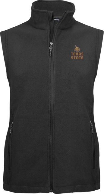 Texas State Fleece Full Zip Vest Texas State Logo Stacked - ONLINE ONLY
