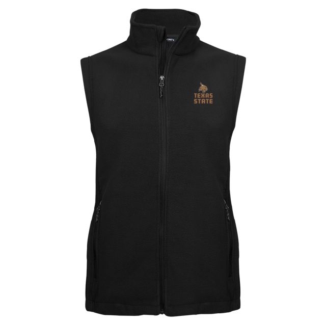 Texas State Fleece Full Zip Vest Texas State Logo Stacked - ONLINE ONLY