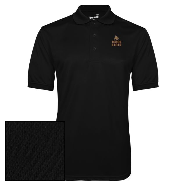 Texas State Dry Mesh Polo Texas State Logo Stacked - ONLINE ONLY