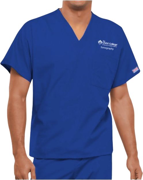 Christ College Unisex V-Neck Scrub Top Sonography - ONLINE ONLY