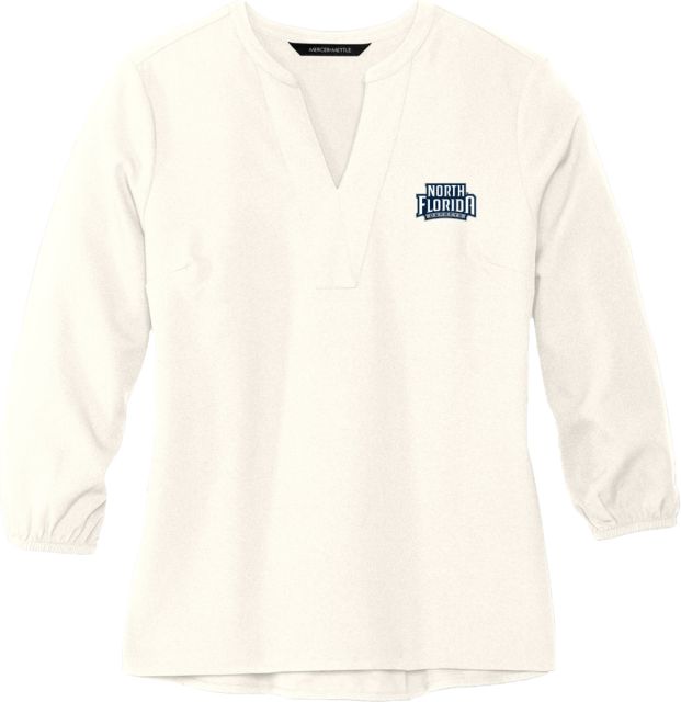 North Florida Mercer + Mettle Womens Ivory 3/4 Sleeve Crepe Blouse UNF Primary Mark - ONLINE ONLY
