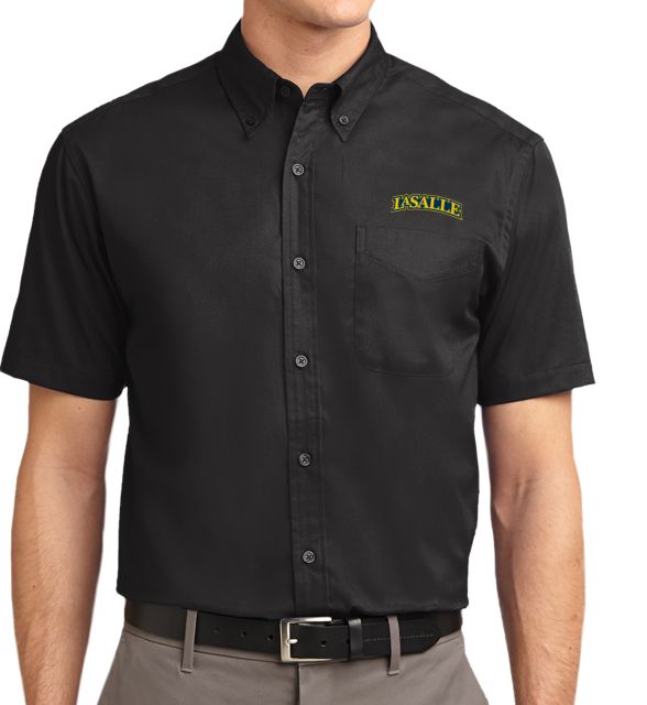 La Salle Twill Button Down Short Sleeve Wordmark - ONLINE ONLY