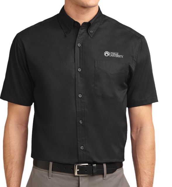 La Salle Twill Button Down Short Sleeve Institutional Mark - ONLINE ONLY