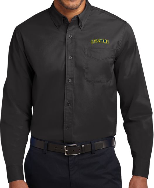 La Salle Twill Button Down Long Sleeve Wordmark - ONLINE ONLY