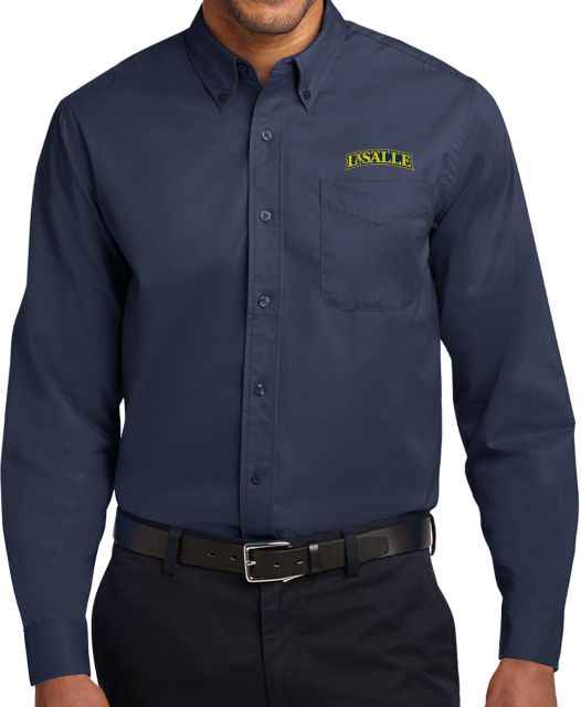 La Salle Twill Button Down Long Sleeve Wordmark - ONLINE ONLY