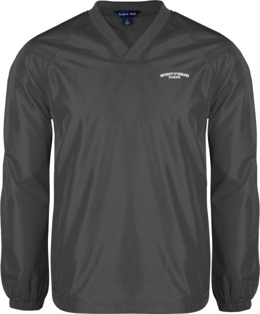 Nebraska V Neck Raglan Windshirt Charcoal University of Nebraska Arched Huskers - ONLINE ONLY