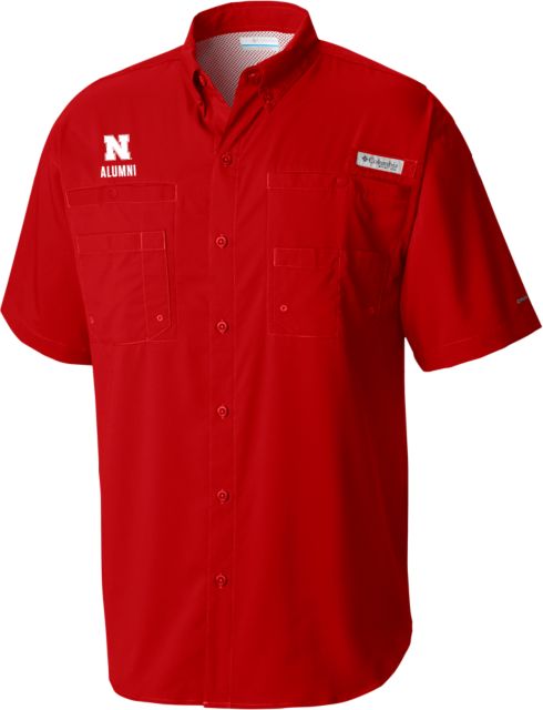 Nebraska Columbia Tamiami Performance Short Sleeve Shirt N Alumni Flat - ONLINE ONLY