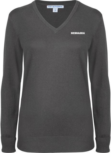 Nebraska Womens VNeck Sweater Heather Nebraska - ONLINE ONLY