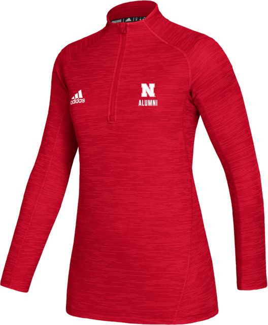 Nebraska Adidas Womens Game Mode 1/4 Zip N Alumni Flat - ONLINE ONLY