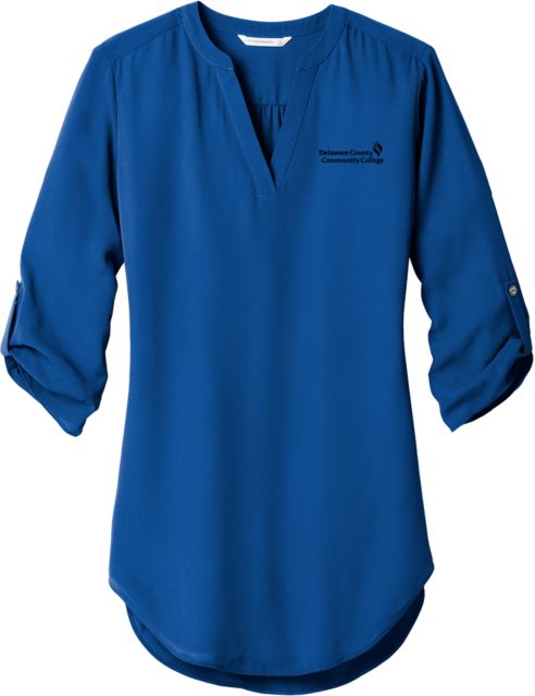 Delaware CC Womens 3/4 Sleeve Tunic Blouse Delaware County Community College Primary Mark - ONLINE ONLY