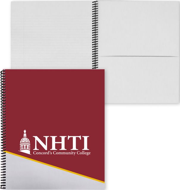 NHTI Concord College Spiral Notebook w/Black Coil NHTI Primary Wordmark on Pennant - ONLINE ONLY