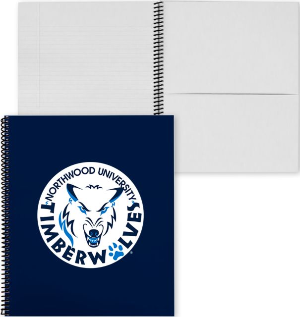 Northwood College Spiral Notebook w/Black Coil Northwood University Timberwolves Circle with Mascot - ONLINE ONLY