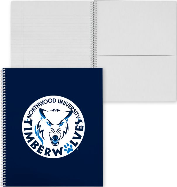 Northwood College Spiral Notebook w/Clear Coil Northwood University Timberwolves Circle with Mascot - ONLINE ONLY