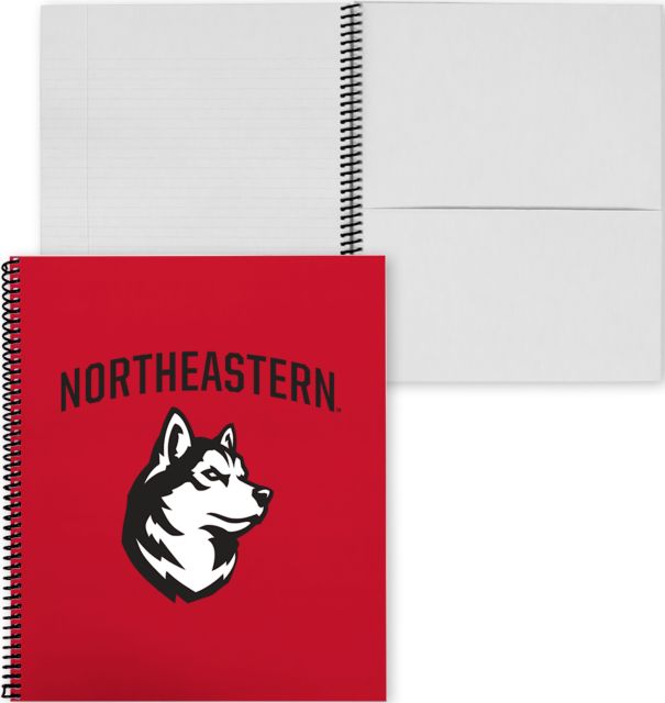 Northeastern College Spiral Notebook w/Black Coil Northeastern King Husky Lock Up - ONLINE ONLY